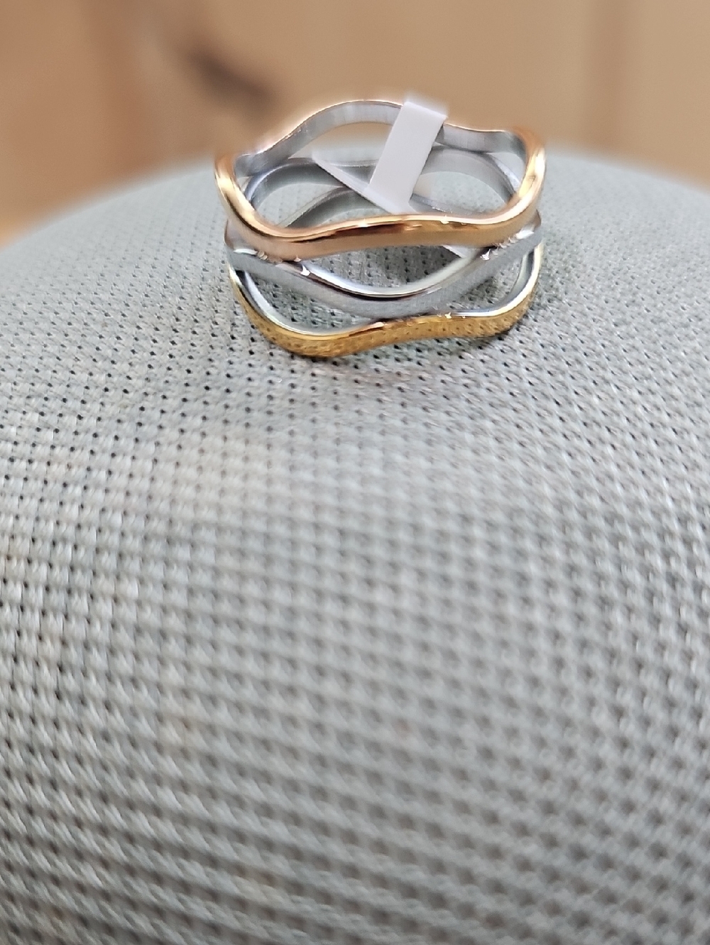 Stackable Wave Trio Rings in Gold and Silver-Stainless Steel